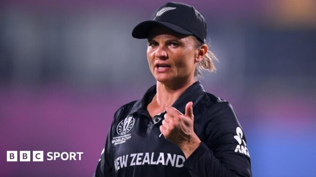 Suzie Bates of New Zealand gestures during the ICC Women