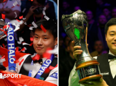 2026 World Snooker Championship: Zhao Xintong v Ding Junhui could break TV viewing records Zhao Xintong (left) with the World Championship trophy and Ding Junhui with the UK Championship trophy
