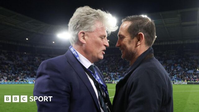 Doug King and Frank Lampard share a moment after Coventry