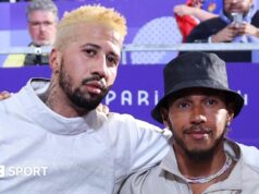 Miles Chamley-Watson: Lewis Hamilton’s ‘best friend’ who is ‘ruffling feathers’ in fencing Miles Chalmley-Watson with his arm around Lewis Hamilton